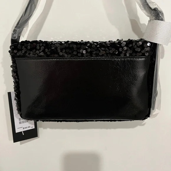 Nicole Miller Black Sequin Shoulder Bag - Picture 2 of 4